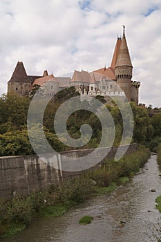 Corvin Castle or Hunyadi Castle - seen from the city Castelul Corvinilor sau Castelul Huniazilor, Hunedoara, Romania