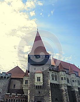 The Corvins Castle build by John Hunyadi, details of the roof