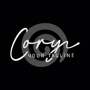 Cory Beauty vector white color signature name logo