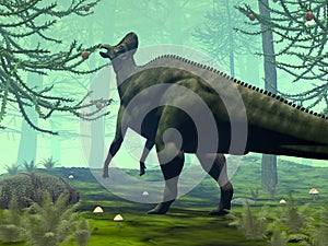 Corythosaurus dinosaur eating - 3D render