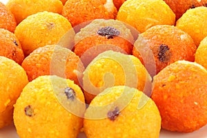 Coseup of Diwali sweets Motichoor Ladoo. photo