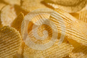 Coseup macro crunchy chips background with clearly texture for wallpaper, for cover, for banner photo