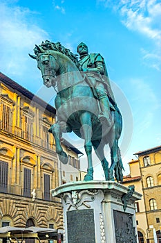 Cosimo 1 Medici Equestrian Statue Piazza Signoria Florence Italy photo