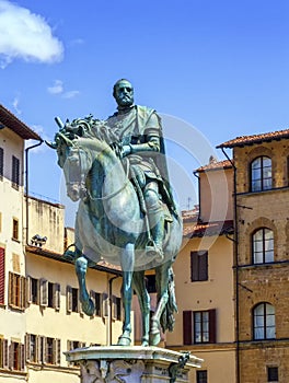 Cosimo Medici's statue on the Piazza della Signoria by Giambologna in Florence, Italy. photo