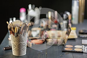 Cosmetic accessories for applying makeup closeup