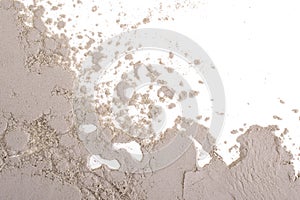 Cosmetic background, mineral green clay texture. Mask dry clay for facecare and bodycare. Isolated on a white background.