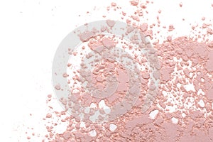 Cosmetic background, minerl clay texture. Mask dry clay for facecare and bodycare. Isolated on a white background Pink texture of