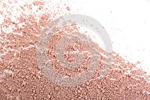 Cosmetic background, minerl clay texture. Pink ask dry clay for facecare and bodycare. Isolated on a white photo