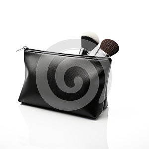 Cosmetic Bag, Black Makeup Case, Cosmetics Pouch, Fashionable Clutch, Closed Female Purse