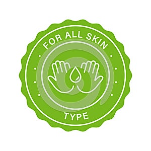 Cosmetic Beauty Natural Product For All Skin Types Stamp. Guarantee Dermatology Sensitive Skincare Green Label