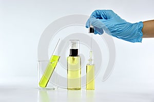 Cosmetic beauty product research, Scientist formulate organic skincare