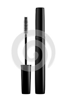 Cosmetic black mascara for eyes.