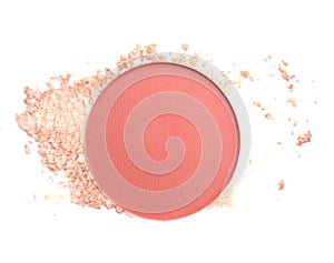 Cosmetic blush or make up powder isolated on white background