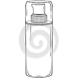 Cosmetic bottle with dispenser line art