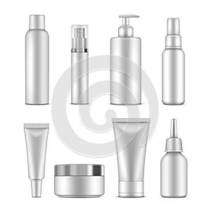 Cosmetic bottles, beauty container white template set