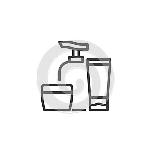 Cosmetic bottles line icon