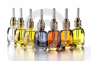 Cosmetic bottles with liquid, serum, facial skin care photo