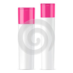 Cosmetic bottles mockup set shampoo, conditioner