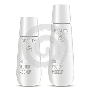 Cosmetic bottles mockup set. Shampoo, moisturizer