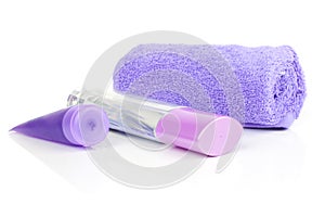 Cosmetic bottles with towel