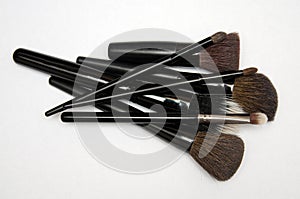 Cosmetic brushes, akeup brushes on a white background