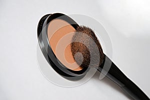 Cosmetic brushes, akeup brushes on a white background