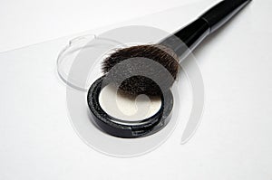 Cosmetic brushes, akeup brushes on a white background