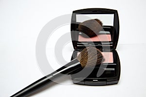 Cosmetic brushes, akeup brushes on a white background