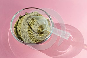 Cosmetic clay in a glass bowl