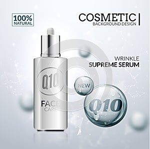 Cosmetic collagen solution. Skin care serum essence design. Hyaluronic treatment for face beauty