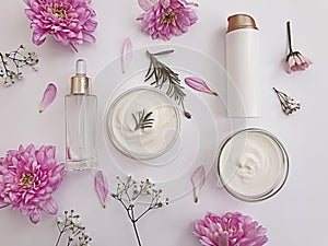 Cosmetic cream, flower  a background product wellness