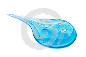 Cosmetic Cream Gel Texture Isolated On White Background. Close Up Of Green Transparent Drop Of Skin Care Product. High