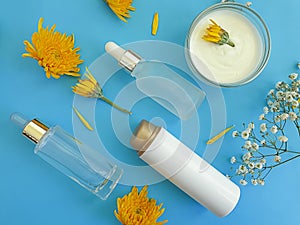 Cosmetic cream, hygiene fresh on a colored background