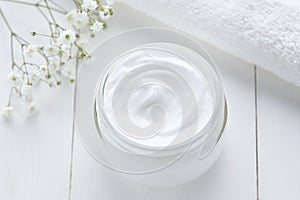 Cosmetic cream natural organic skin, face and body care hygiene