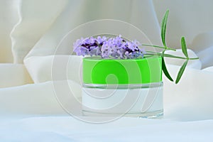 Cosmetic cream relaxing skin moisturizer nourishment in jar photo