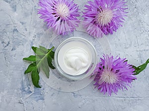 Cosmetic cream, treatment flower lotion   facial therapy healthy relaxation organic on a  background product