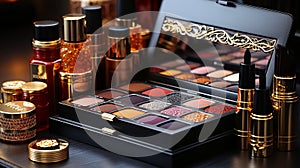 Cosmetic Elegance: Professional Collection of Lipsticks and Makeups. Radiant Beauty: Makeup with Lipstick and Tricks.