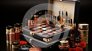 Cosmetic Elegance: Professional Collection of Lipsticks and Makeups. Radiant Beauty: Makeup with Lipstick and Tricks.