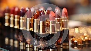 Cosmetic Elegance: Professional Collection of Lipsticks and Makeups. Radiant Beauty: Makeup with Lipstick and Tricks.