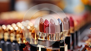Cosmetic Elegance: Professional Collection of Lipsticks and Makeups. Radiant Beauty: Makeup with Lipstick and Tricks.