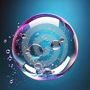 Cosmetic essence, liquid water molecules, molecules inside liquid against DNA water splash background, 3d rendering