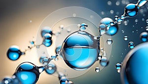 Cosmetic essence, liquid water molecules, molecules inside liquid against DNA water splash background, 3d rendering