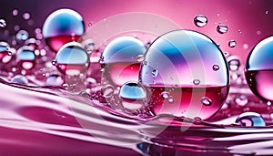 Cosmetic essence, liquid water molecules, molecules inside liquid against DNA water splash background, 3d rendering