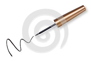 Cosmetic eyeliner with sample strokes