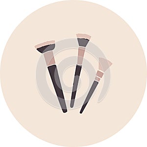 Cosmetic facial brush make-up tool icon vector