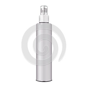 Cosmetic fine mist spray bottle with clear transparent lid realistic mockup. Beauty product pump container vector mock-up