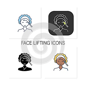 Cosmetic injection icons set