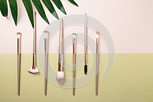 Cosmetic makeup background, make up brushes, beauty and fashion