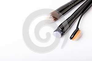Cosmetic makeup brush isolated on white background.