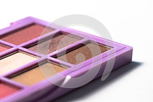 Cosmetic Makeup Eyeshadow box. Different color. Macro